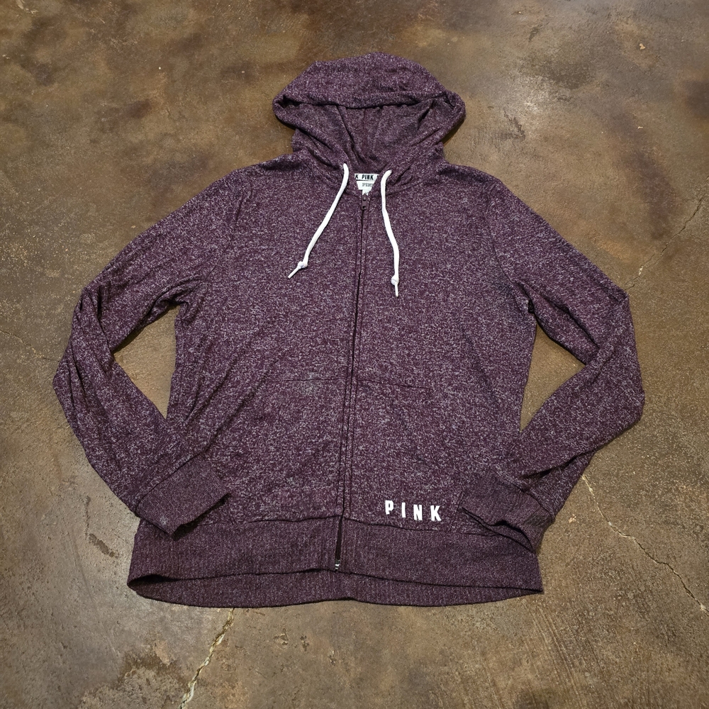 PINK Victoria’s Secret Burgundy Full Zip Hoodie Size Small